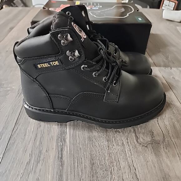 BRAHMA Black Steel Toe Work Boots Mens Size 10.5 main image 8